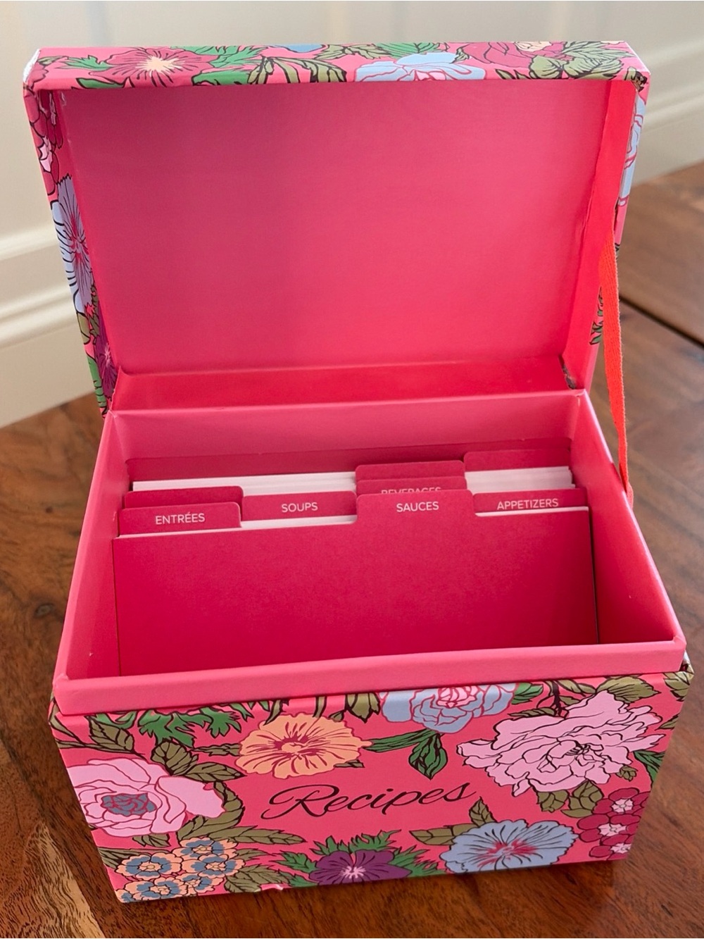 Vera Bradley Recipe Box Cards Set Vibrant Gardenias Pink Floral Kitchen NWOT